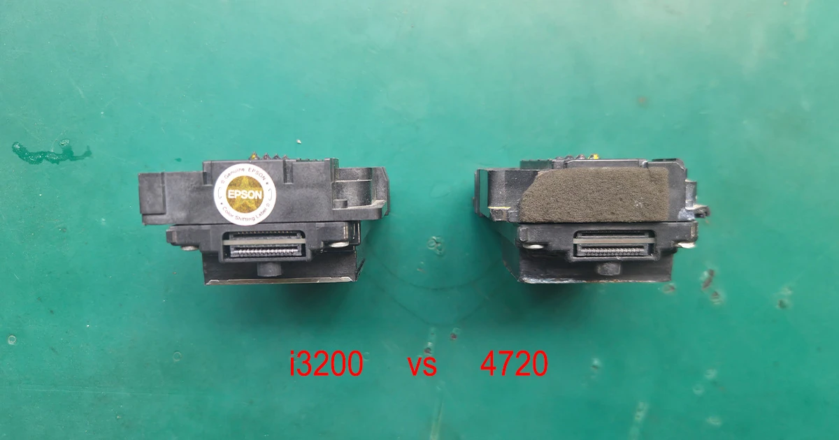 Epson i3200 industrial printhead (left) vs Epson 4720 desktop printhead (right) hardware comparison