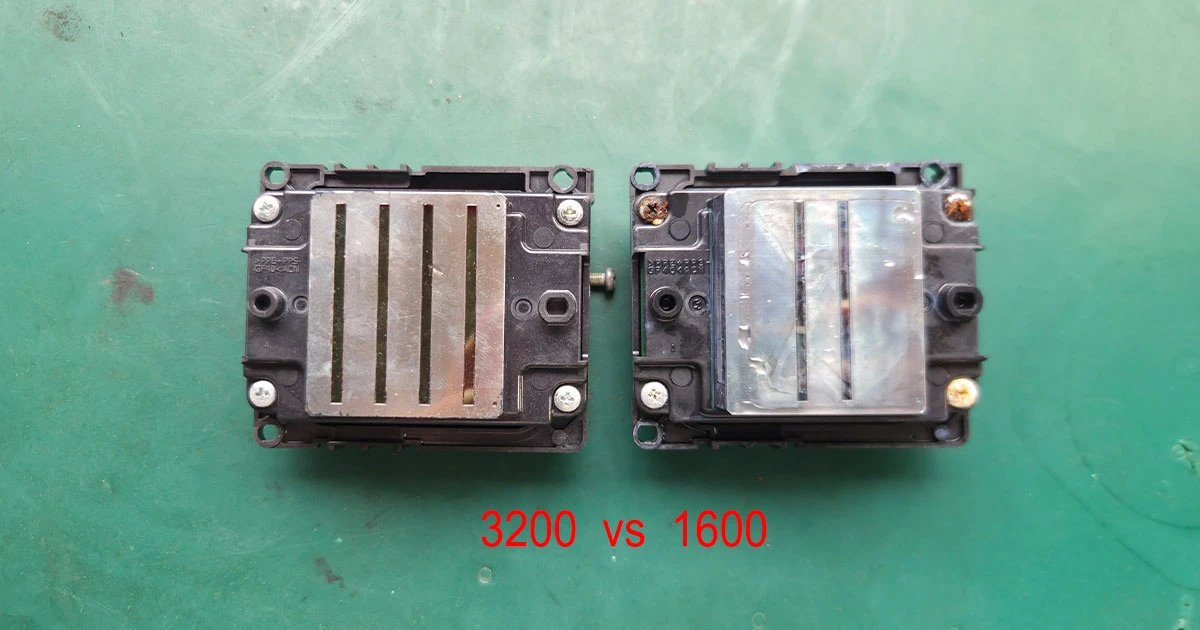 Epson i3200 and i1600 industrial printheads hardware comparison for commercial DTF and UV printing