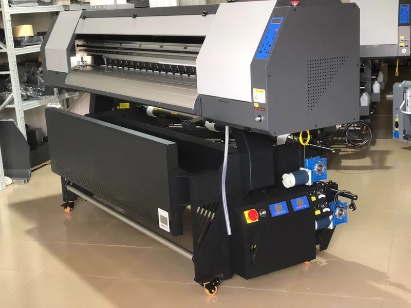 Synchronized front infrared heating element and multi-fan drying assembly on a digital roll printer
