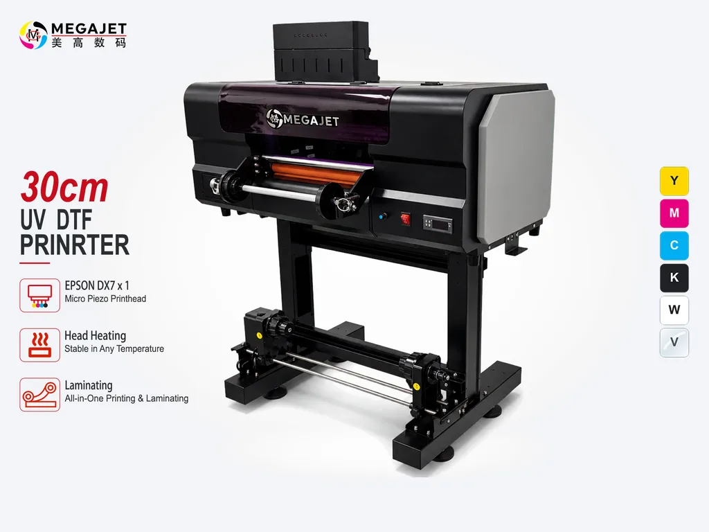 Megajet 30cm UV DTF printer with integrated laminator