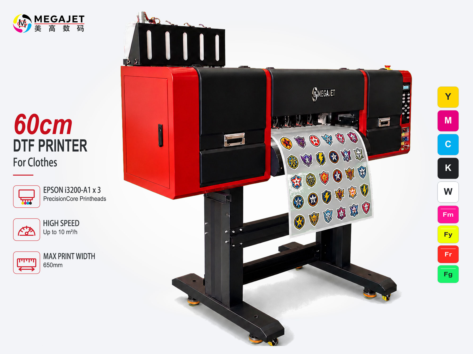 60 cm Fluorescent DTF Printer — 3× Epson i3200-A1